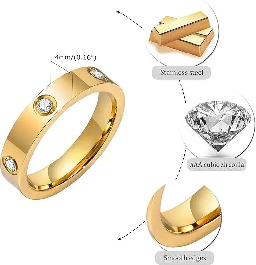 Fashion Stainless Steel CZ Crystal Cross Ring For Women Men Rose Gold Color Love Couple  Wedding Rings Luxury Jewelry Gift Streetsharks