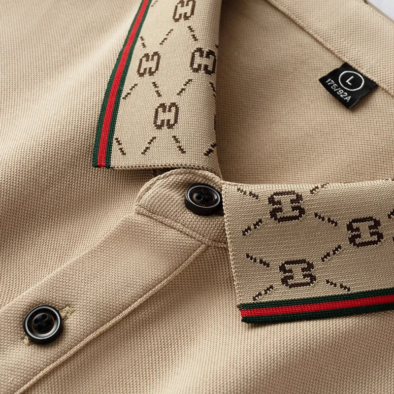 Men's Fashion 2025 Short sleeved Summer Polo Shirt High end Design Exquisite Ice Silk Embroidered Breathable T-shirt