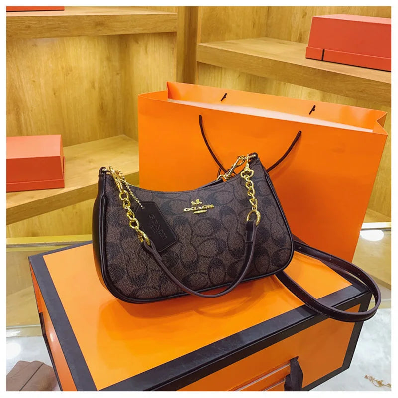 Women's Chain Bags Pvc Geometric Print Handbag Shoulder Crossbody Bag Women's Underarm Bag Suitable For Daily Outfit Matching luxecrown.co.uk