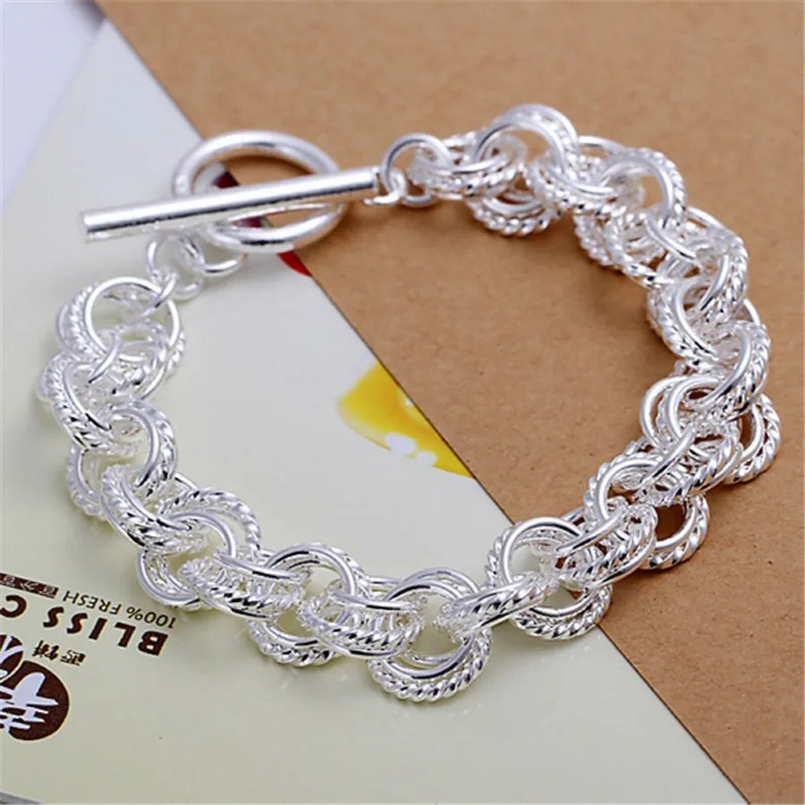 925 Sterling Silver Exquisite Solid Chain Bracelet Fashion Charm Women Men Solid Wedding Cute Simple Models Jewelry Streetsharks