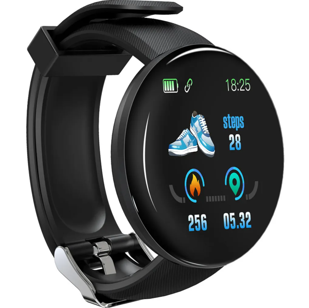 D18 Smart Watch Heart Rate Monitor Men’s Women’s Smartwatch Round Fitness Digital Watches for Men Women Band Bracelet PK D20 Y68 AE Streetsharks