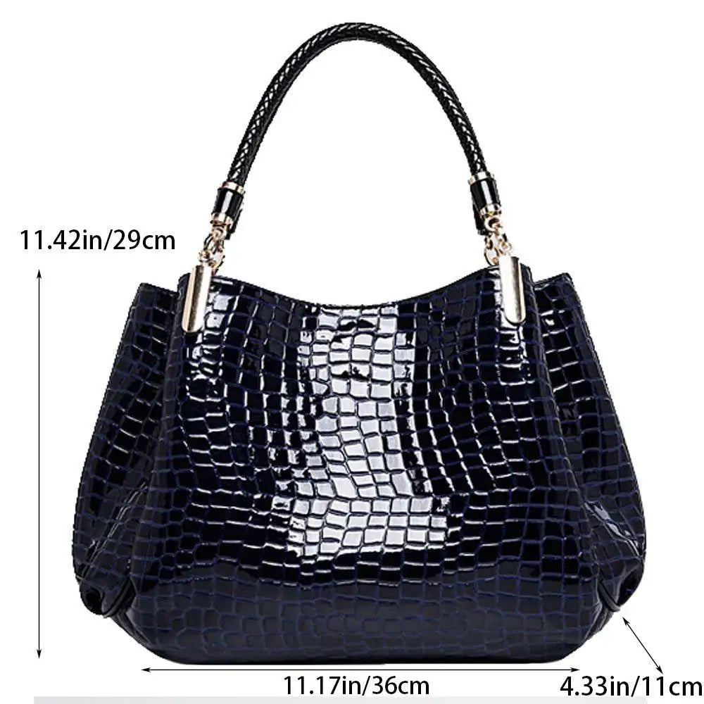 Women's Bag Large Capacity Tote Daily Commute Women's Shoulder Bag Crocodile Print Bright Face Handbag Shopping luxecrown.co.uk