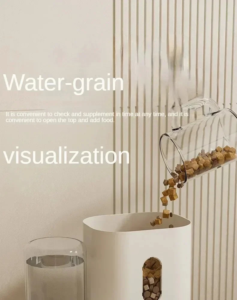 Automatic Feeder Dog Cat Food Bowl With Water Fountain Large Capacity Pet Food Storage Dispenser Container Puppy Pet Accessories luxecrown.co.uk