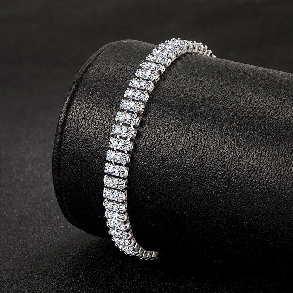 luxury designer 925 Sterling Silver fine Crystal Bracelet For Women fashion Jewelry Engagement Wedding Glamour Jewelry 18CM Streetsharks