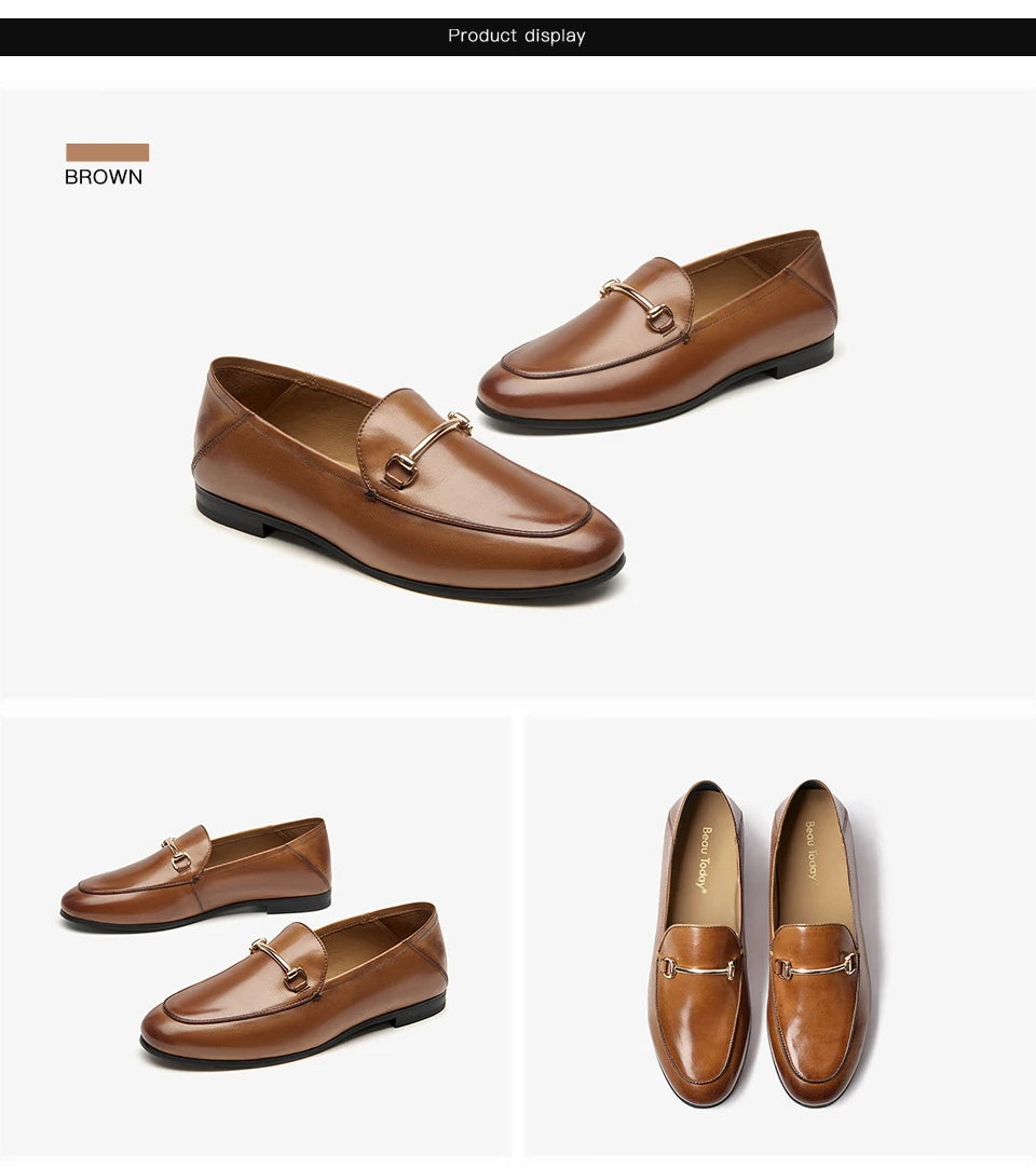 BEAUTODAY Dress Shoes Women Loafers Cow Leather Sheepskin Rubber Formal Business Suit Ladies 2025 Spring Autumn Handmade 27171 luxecrown.co.uk