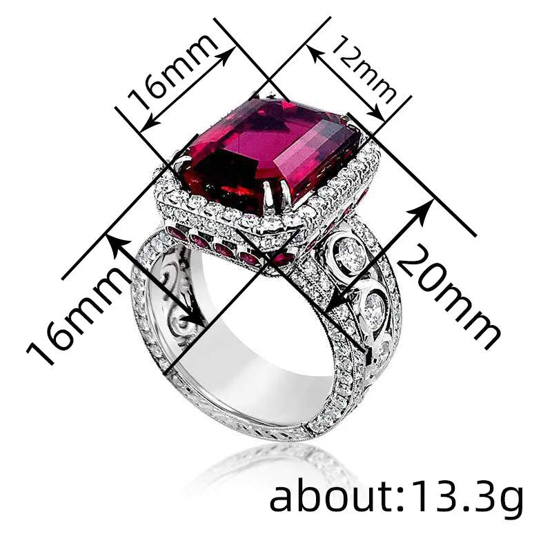 Luxury Lady 925 Sterling Silver Finger Ring Shiny Red CZ Gorgeous Party Accessories Trendy High-quality Wedding Band Jewelry Streetsharks