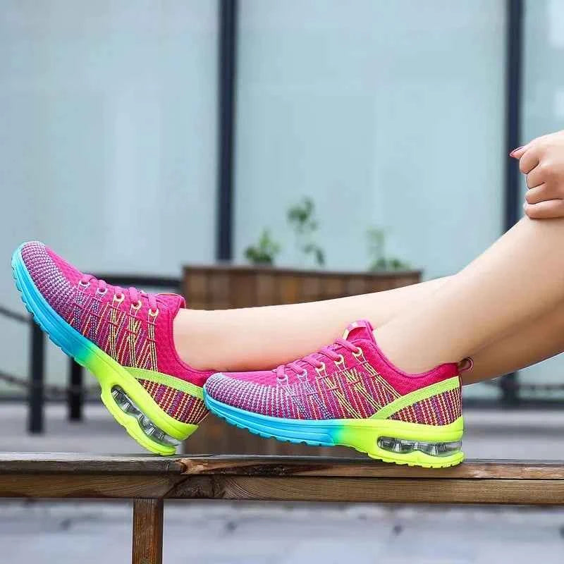 Spring 2023 Plus Size Women's Shoes Low Top Round Toe Mesh Breathable Casual Sports Shoes Weave Knit Lower Heel