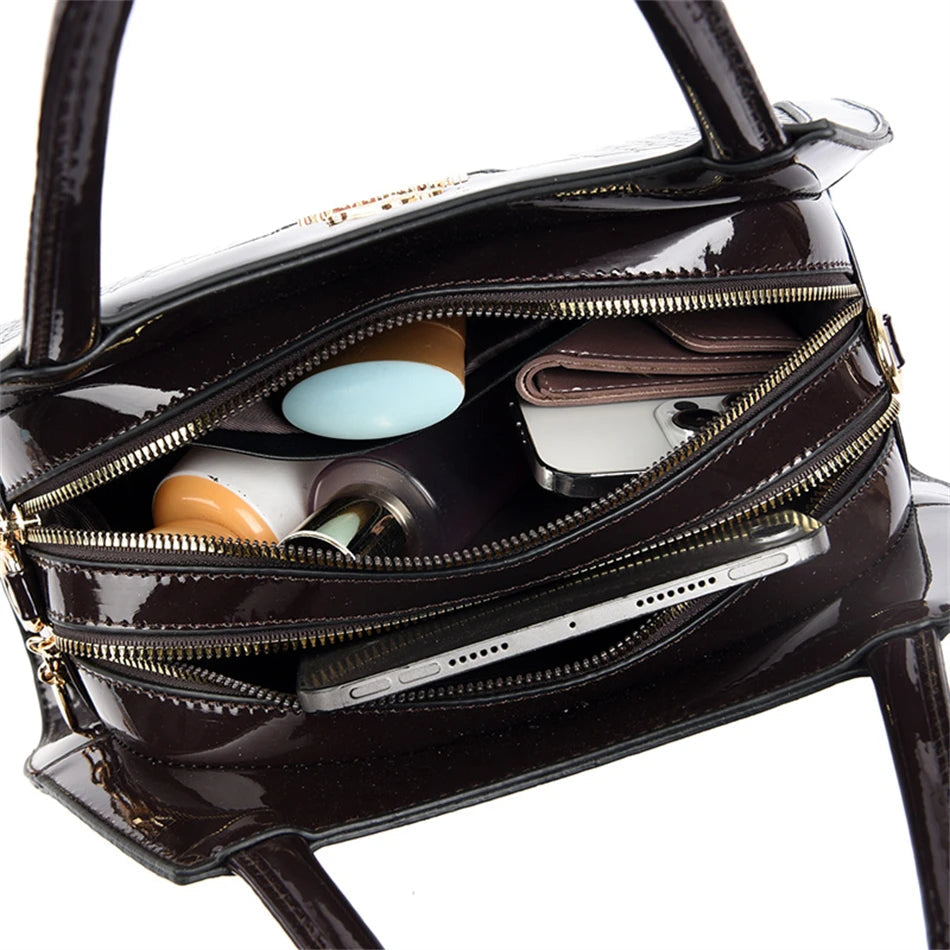 Luxury Patent Leather Handbags for Women Designer Crocodile Pattern Women's Shoulder Crossbody Bag Hobos Ladies Messenger Stone Streetsharks