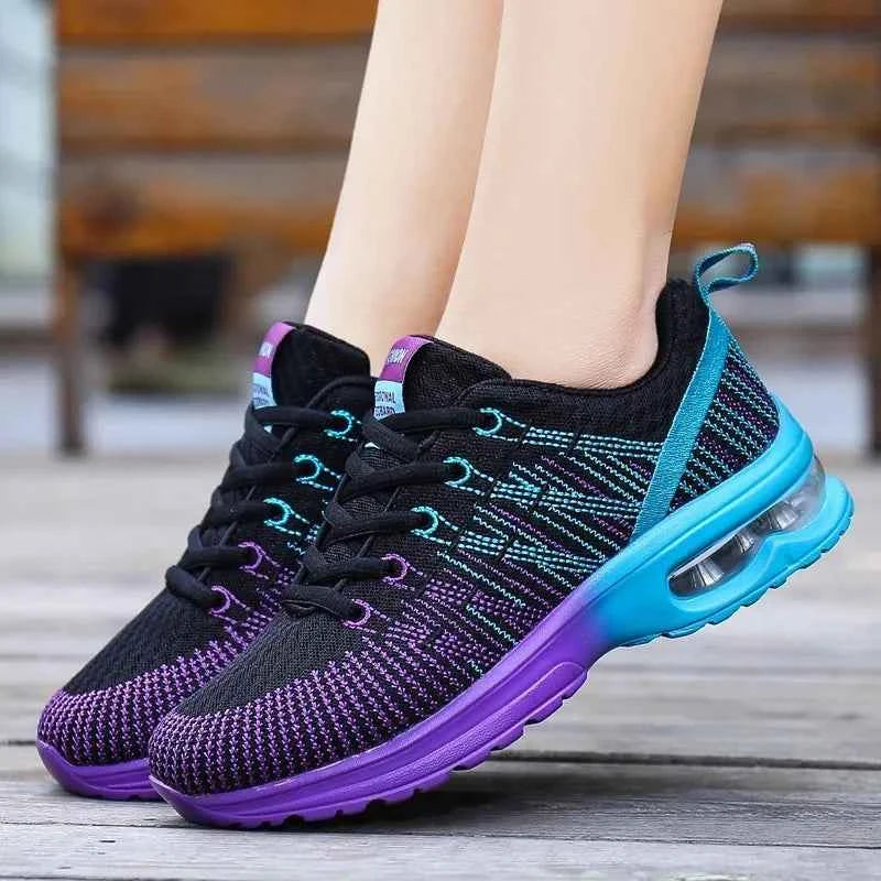Spring 2023 Plus Size Women's Shoes Low Top Round Toe Mesh Breathable Casual Sports Shoes Weave Knit Lower Heel