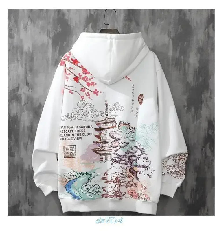 2024 Spring and Autumn Chinese Couple Hoodie Harajuku Style Men's Sweatshirt Loose Hoodie Fashion Y2k Hip Hop Student Hoodie Men Streetsharks
