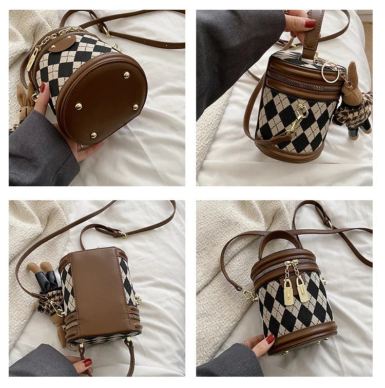 Women's Bag for Women Fashion Luxury Designer Zipper Small Handbags For Women Leather Bucket Shoulder Bag 2023 New Trend Pendant Streetsharks