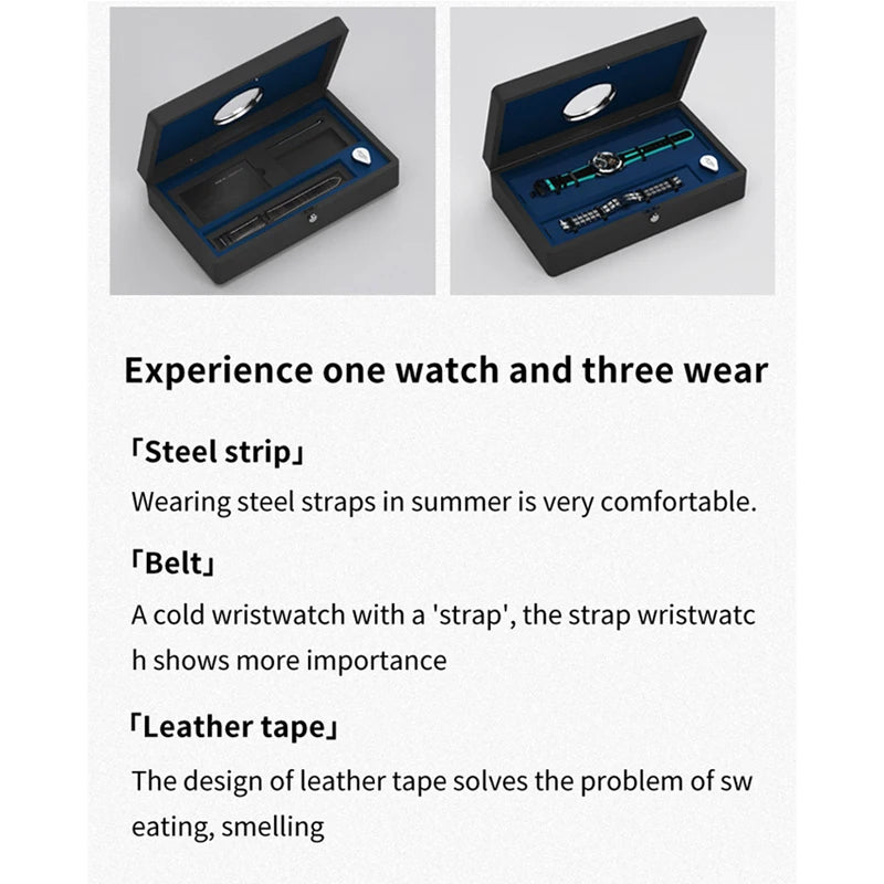 IDEAL KNIGHT Top Brand Luxruy Mens Watch Advanced Tourbillon Automatic Mechanical Watch Waterproof Luminous Dual Region Time