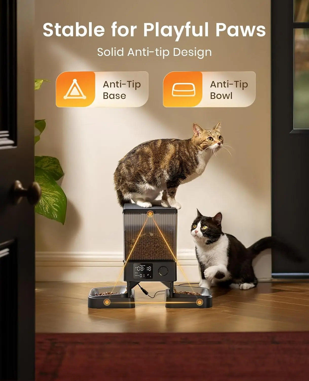 Automatic Cat Feeder for 2 Cats, 5L/20 Cups Capacity, Timed Dry Food Dispenser with Voice Recorder luxecrown.co.uk