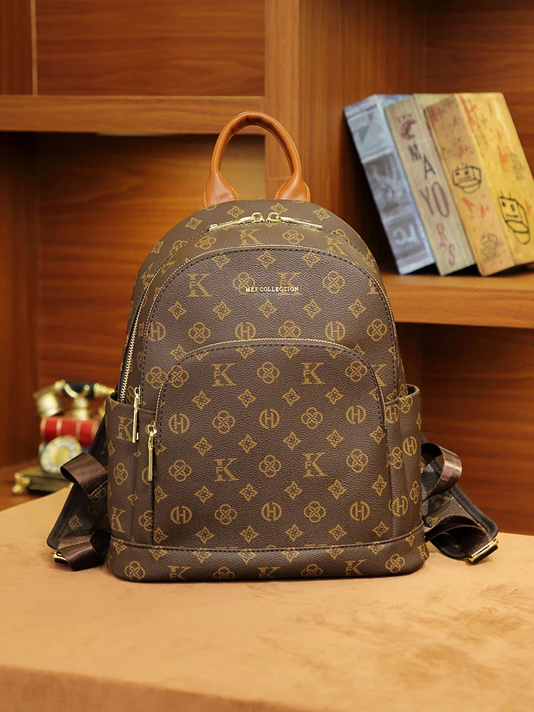 Mkf Genuine Vintage Retro Casual Backpack for Women, Original Design Niche Women's Bag, Large Capacity Travel Trendy Bag luxecrown.co.uk