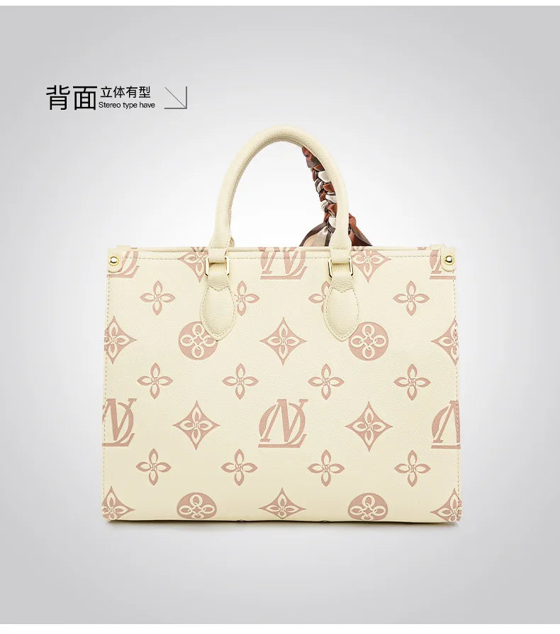 Fashionable Large Capacity Tote Bag 2025 New Style Simple Urban PU Ladies Handbag Commuter Daily Use Contrast Color Embossed luxecrown.co.uk