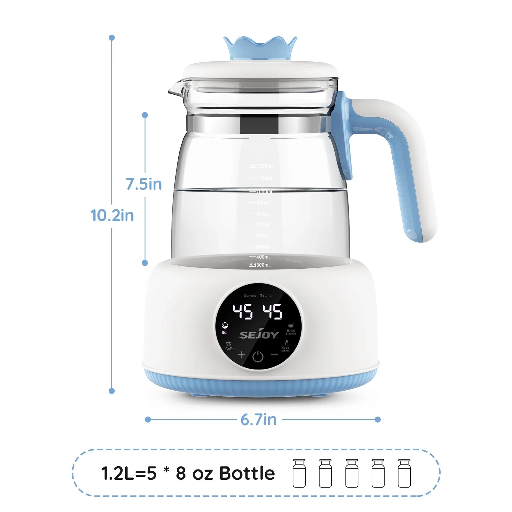 Sejoy 1.2L Baby Electric Kettle Infant Thermostatic Milk Regulator 24 Hours Hot Water Smart Insulation Pot Streetsharks