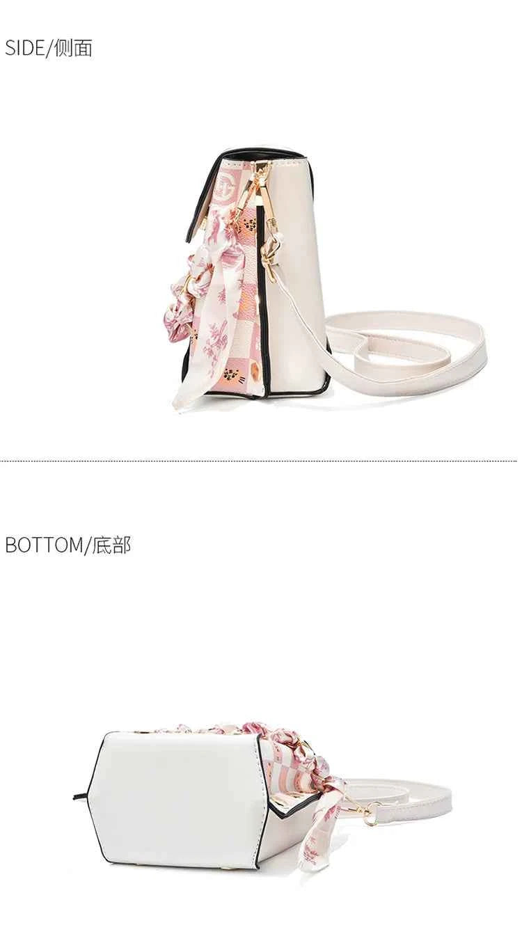 Wear-resistant PU leather mini single-shoulder bag for women, flip cover cartoon square graffiti crossbody bag