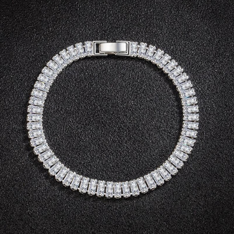 luxury designer 925 Sterling Silver fine Crystal Bracelet For Women fashion Jewelry Engagement Wedding Glamour Jewelry 18CM Streetsharks