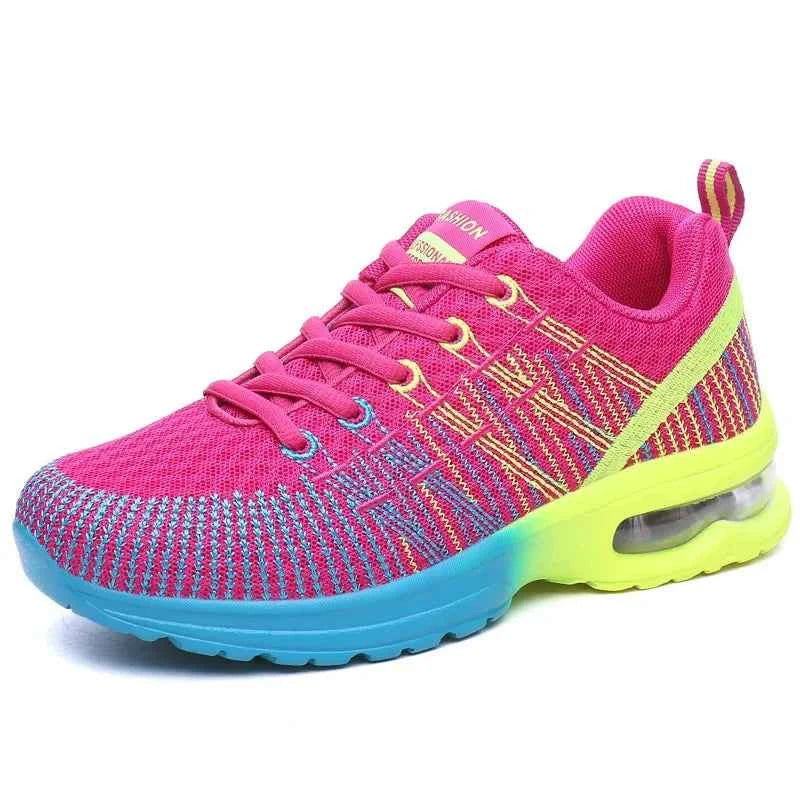 Spring 2023 Plus Size Women's Shoes Low Top Round Toe Mesh Breathable Casual Sports Shoes Weave Knit Lower Heel