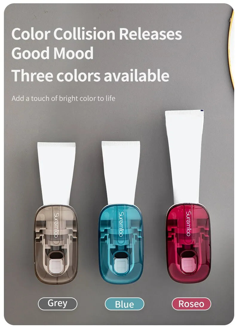 1 PCS Automatic Toothpaste Dispenser Bathroom Accessories Wall Mount Lazy Toothpaste Squeezer Toothbrush Holder Streetsharks