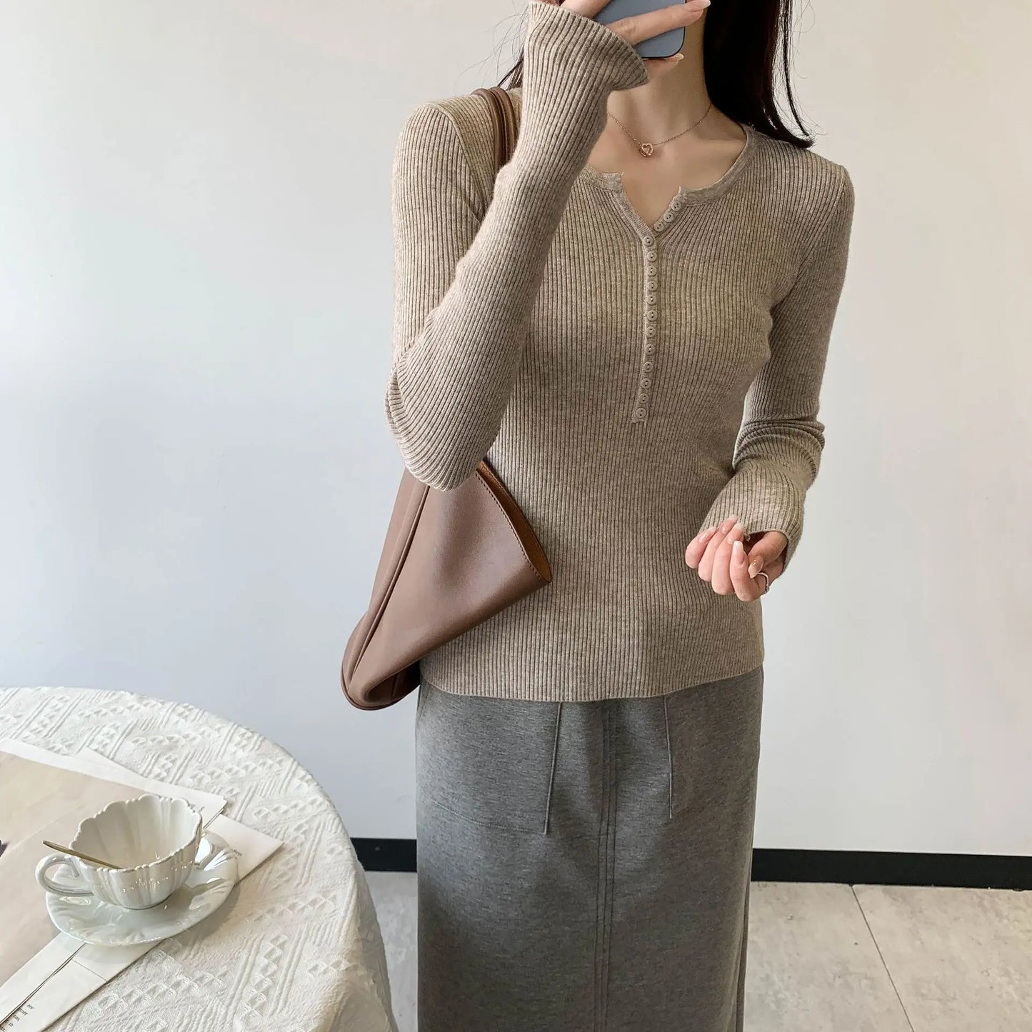 2026 Spring Autumn Basic Sweaters Knitted Women Sweater Button O-neck Pullovers Female Pullover Slim Solid Bold Stripes Tops
