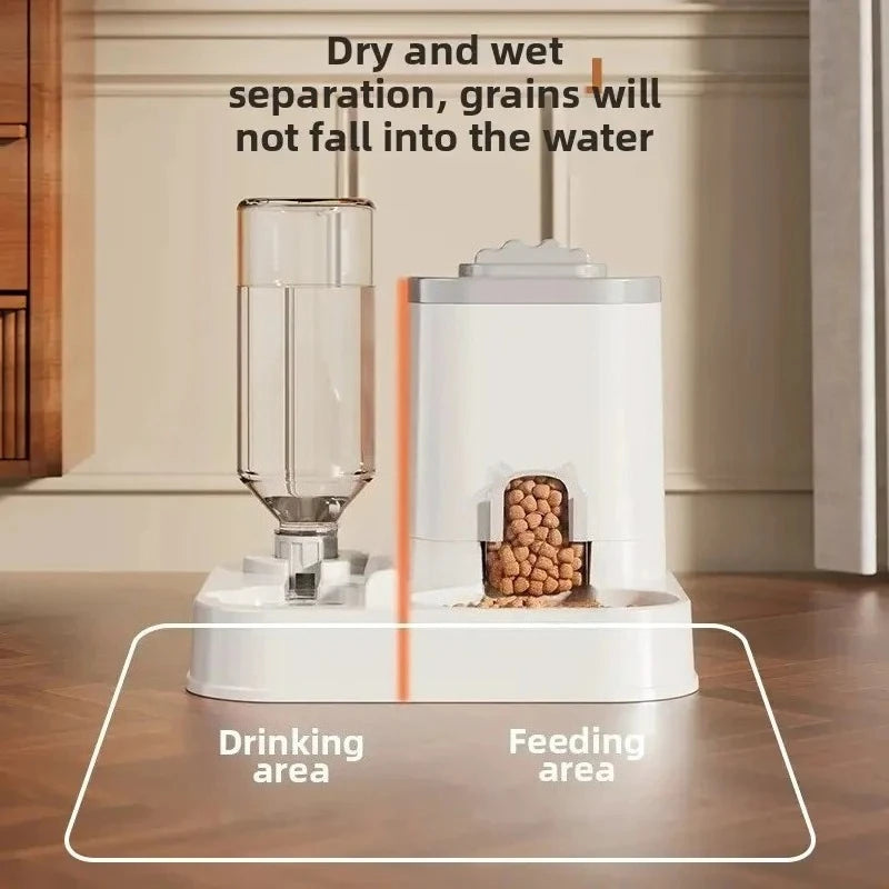Automatic Cat & Dog Water Dispenser with Integrated Food Basin No Batteries Needed,Automatic Pet Feeder One-Piece Design luxecrown.co.uk