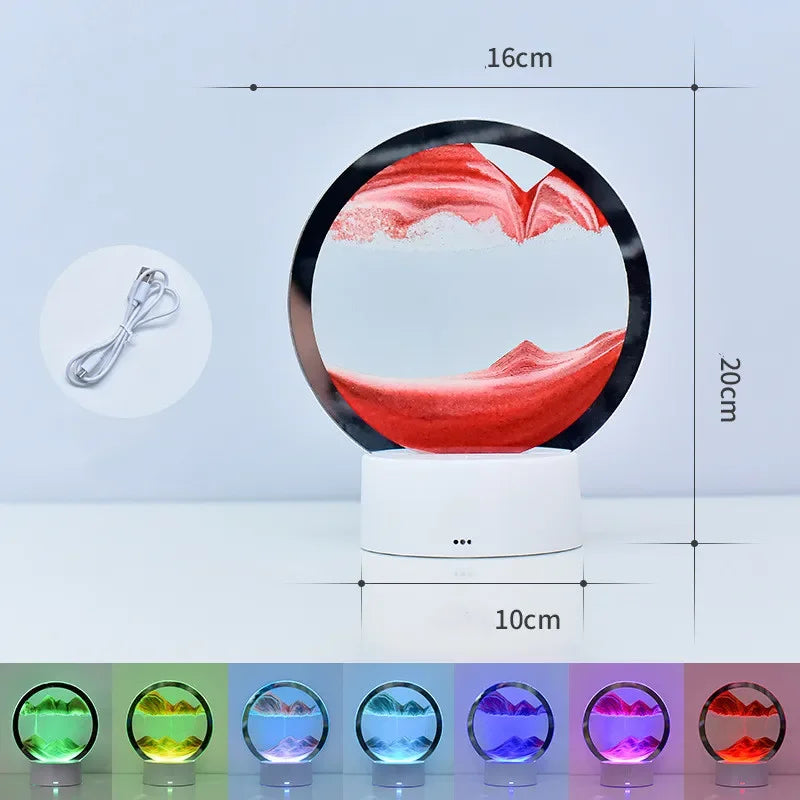 3D Hourglass Table Lamp 7 Color RGB Adjustable Moving Sand Quicksand Flowing Sand Art Picture Deep Sea Sandscape Home Decor Gift Streetsharks