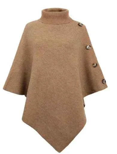 2025 Autumn Winter Shawl Cloak Sweater Solid Color Turtleneck Oversized Cape Coat Female Ponchos Pullover Knitted Bat Sleeve Top