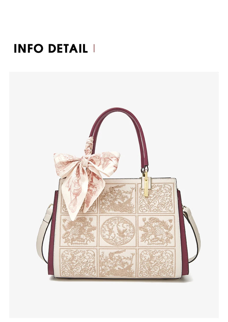 FOXER Split Leather 2026 New Large Tote Handbag Women's Shoulder Bag Chinese Classic Embroidery Best Gift for Mom luxecrown.co.uk