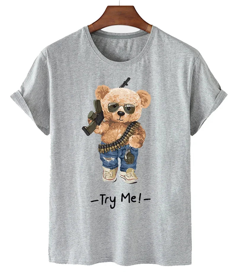 Funny Bear Print Tshirt Women Fashion Cartoon Harajuku Casual T-shirt Female Summer Short Sleeved Top Tees Unisex T Shirt luxecrown.co.uk