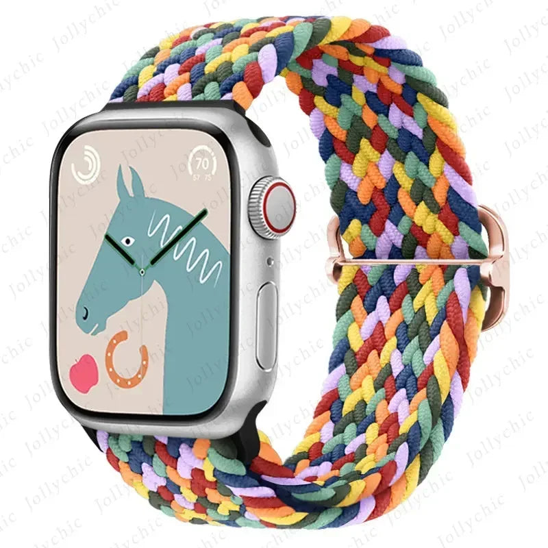 Braided Loop Strap For Apple Watch Band 42/46mm 45/41mm 38/40mm 44mm 49mm Nylon Solo Bracelet iWatch series 10 9 se 8 7 6 Ultra2 luxecrown.co.uk