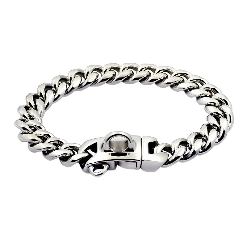 Metal Dog Collar Stainless Steel Pet Choker Gold Cuban Link Chain 14mm Wide Lead for Small Medium Large Dogs Pet Accessories luxecrown.co.uk