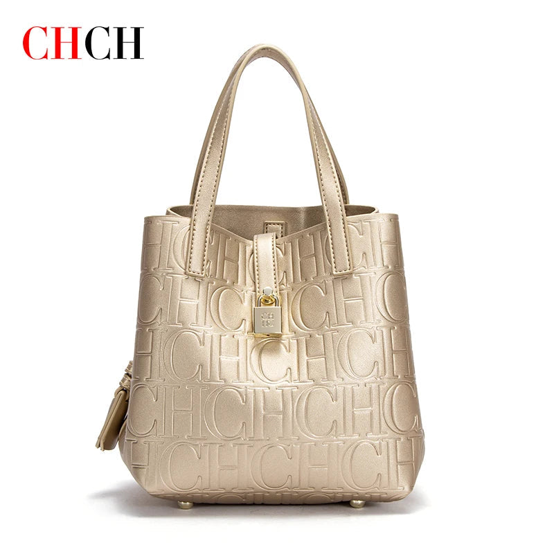 CHCH Women's Tote Bag New Steel Embossed Handheld Bun Mother Shopping Bag Streetsharks