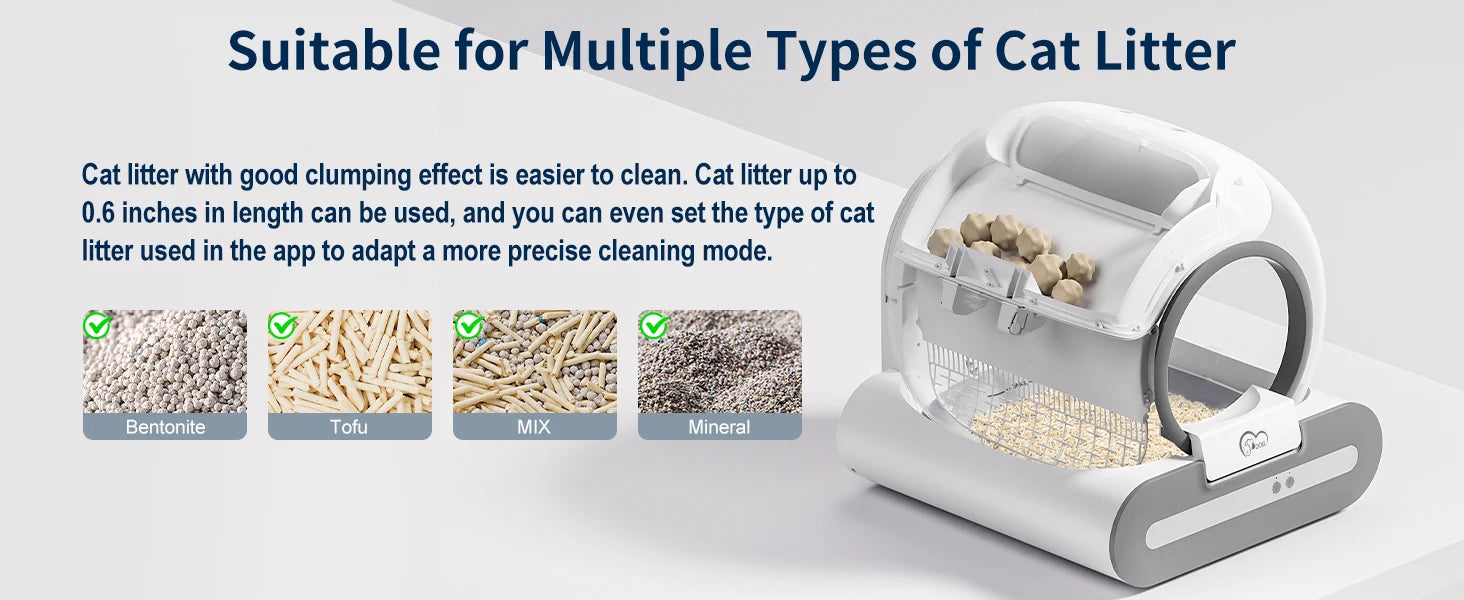 DOEL 65L Self-Cleaning Cat Litter Box App Control, ONLY Supports 2.4G WiFi w/Litter Mat&Trash Bags, Fit for Tofu & Mixed Litter luxecrown.co.uk