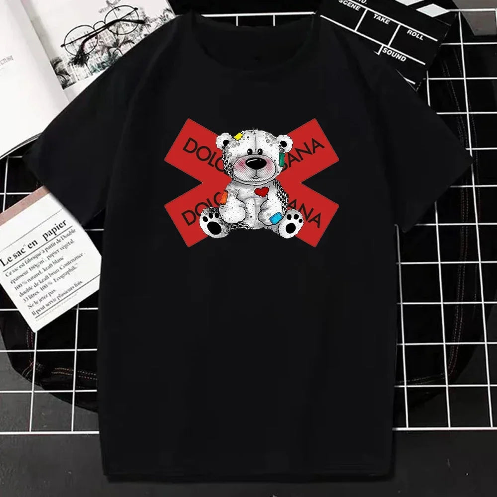 Luxury Brand Fashion T Shirt for Men Summer Letters Print Short Sleeve Tshirt Casual Breathable Women T-Shirt Kids Clothing Streetsharks