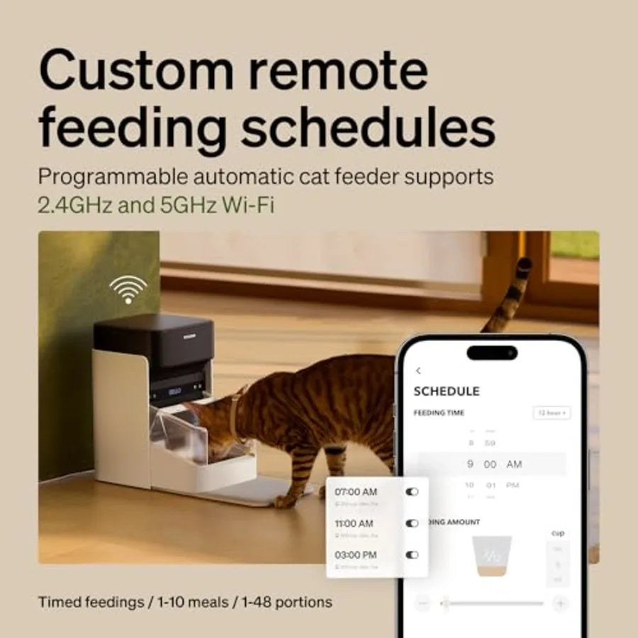 RFID Automatic Cat Feeder for Multi-Pet Homes: Stainless Steel White Sensor-Activated Personalized Meals with Food Desiccant Ba luxecrown.co.uk