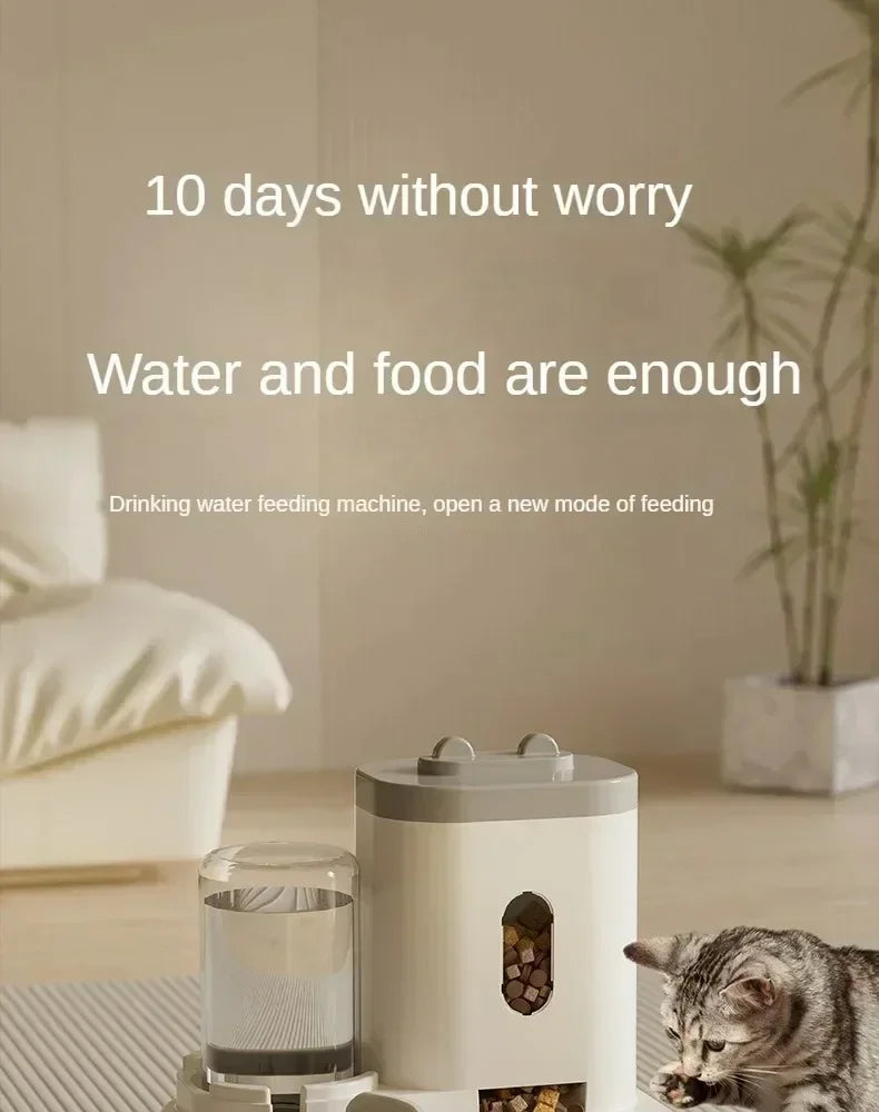 Automatic Feeder Dog Cat Food Bowl With Water Fountain Large Capacity Pet Food Storage Dispenser Container Puppy Pet Accessories luxecrown.co.uk