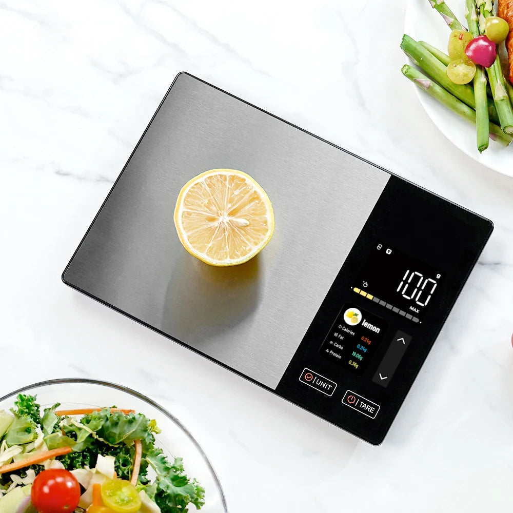 Smart Kitchen Scale Stainless Steel Food Calorie Protein Fat Carbs Nutritional Calculator 11LB/5kg Weight for Healthy Cooking luxecrown.co.uk