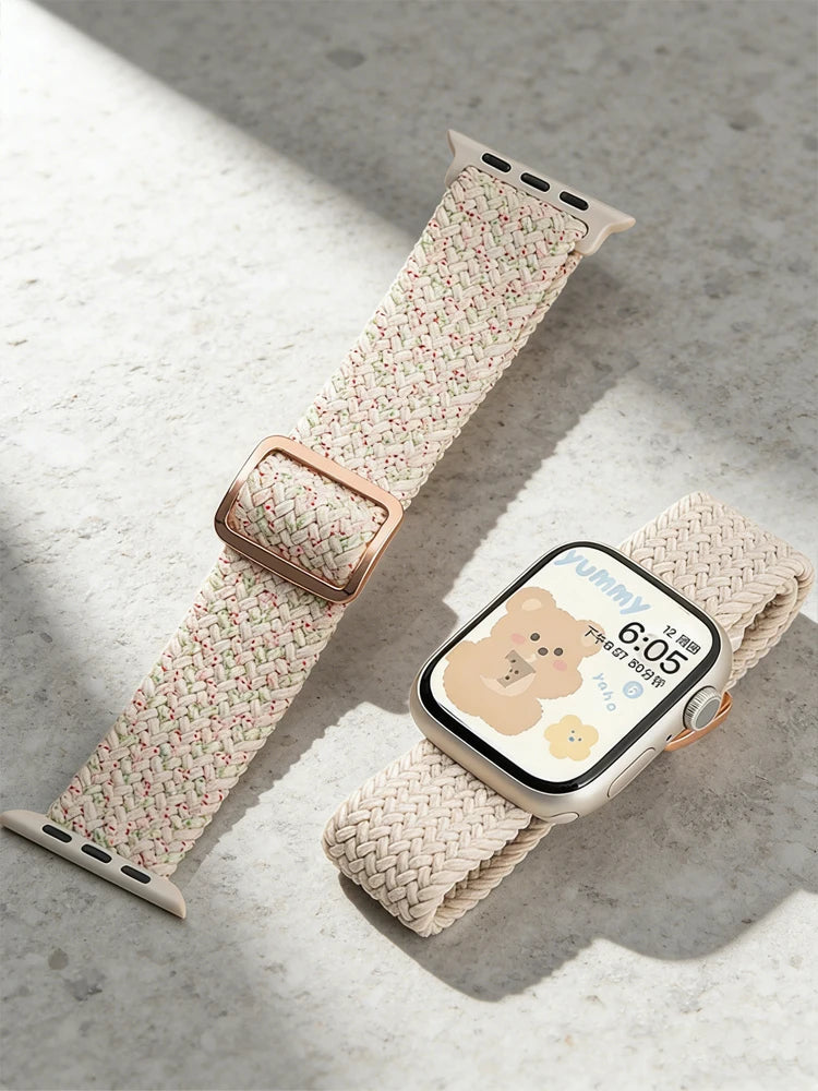 Apple Watch Band 42mm 46mm 44mm 40mm 45mm Ultra 3 49mm Braided Bracelet Correa Series 11 10 9 8 7 6 SE3 Smartwatch Straps luxecrown.co.uk
