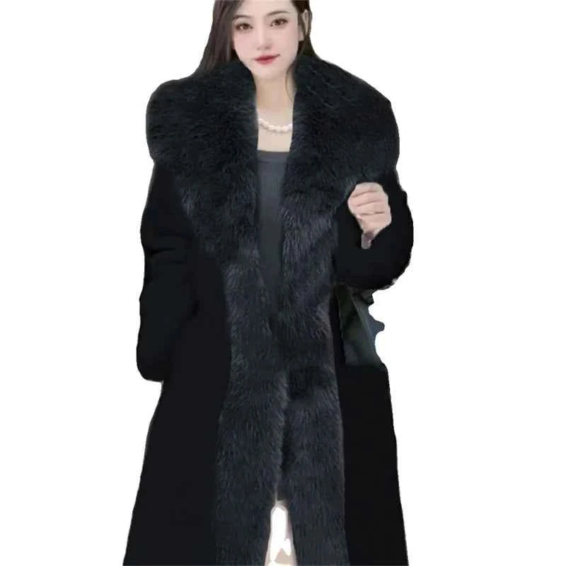 Winter Warm Imitate Mink Fur Grass Coat For Women 2024 New Fur And Fur Integrated Fox Collar Mid Length Coat Trend Woolen Collar