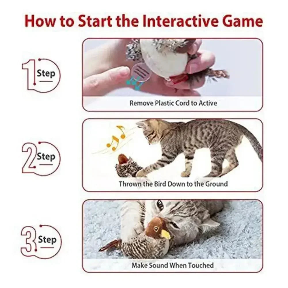 Flapping Bird Cat Toy, Interactive Flappy Bird Cat Toy Bird Toy for Cats, Simulated Chirping Bird Cat Toy, Interactive Cat Toy Streetsharks