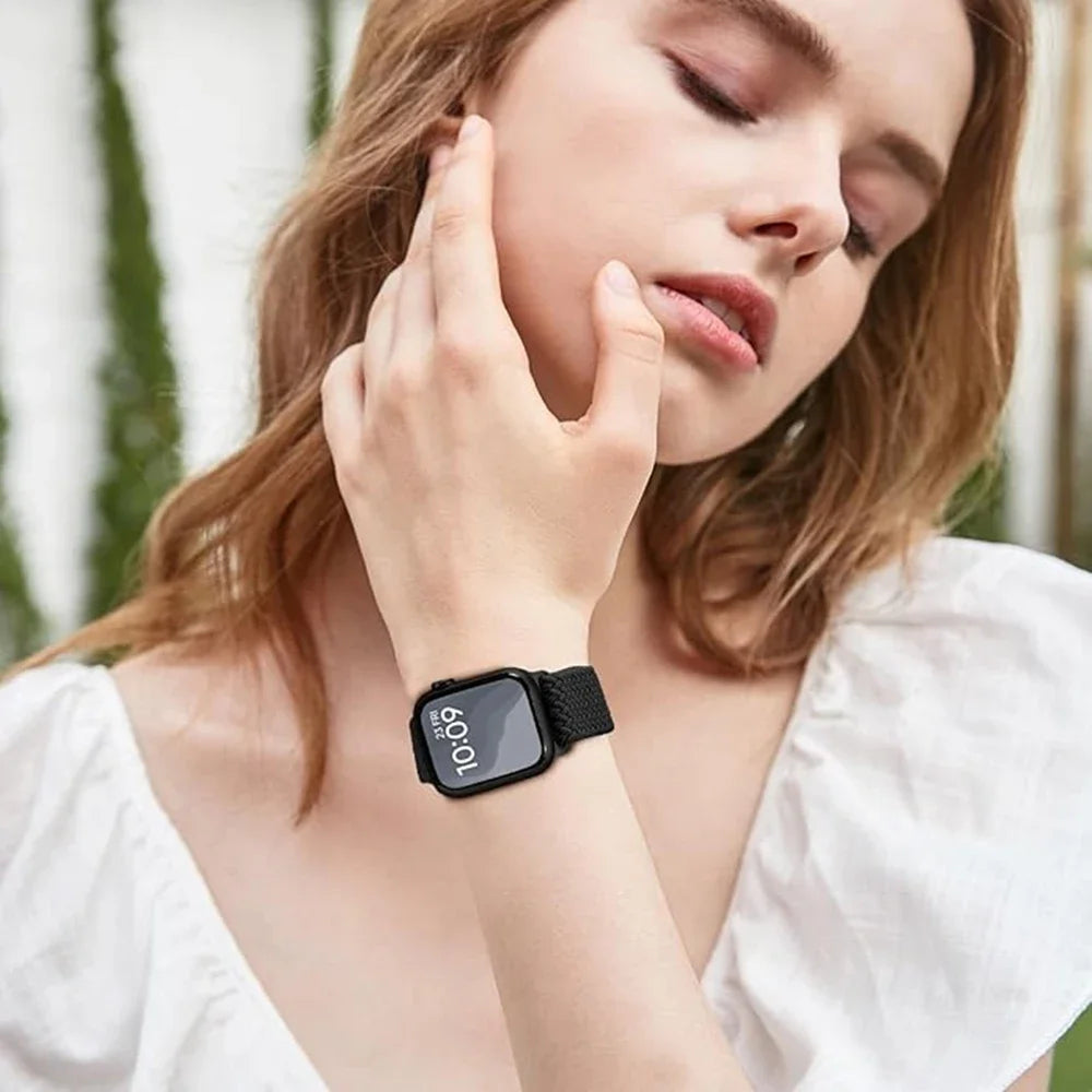 Braided Loop Strap For Apple Watch Band 42/46mm 45/41mm 38/40mm 44mm 49mm Nylon Solo Bracelet iWatch series 10 9 se 8 7 6 Ultra2 luxecrown.co.uk