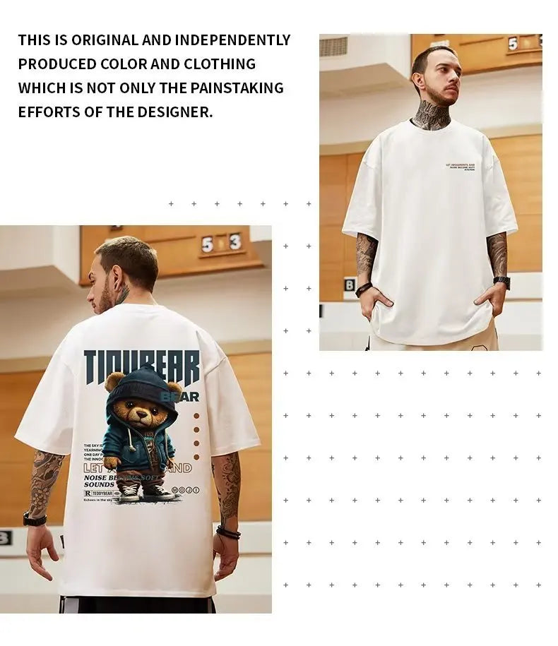 Summer New Casual Loose T-shirt Short Sleeved Men's Fashion Loose Printing Large 8XL Hip Hop Couple Wear Half Sleeve Cotton Top Streetsharks