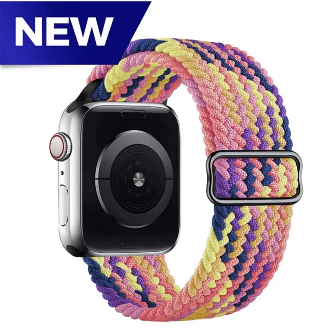 Braided Solo Loop Strap For Apple watch band 44mm 40mm 49mm 45mm 41mm Elastic Nylon bracelet iWatch series 8 3 se 6 7 Ultra 2 9 luxecrown.co.uk