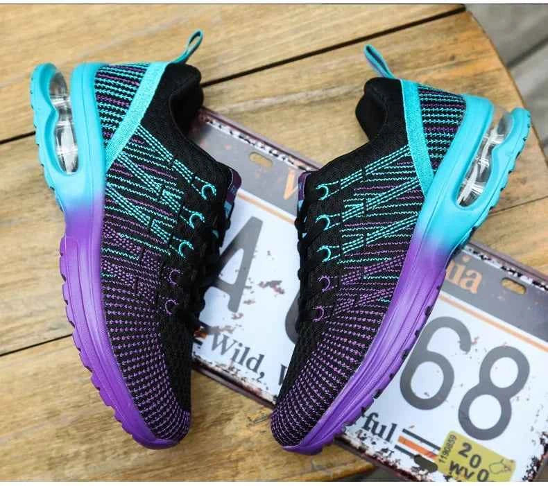 Spring 2023 Plus Size Women's Shoes Low Top Round Toe Mesh Breathable Casual Sports Shoes Weave Knit Lower Heel