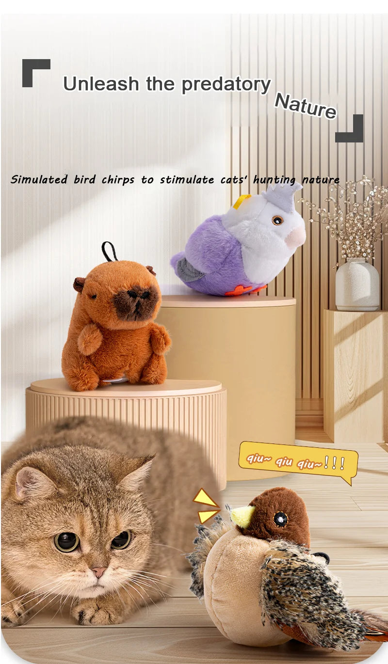 Flapping Bird Cat Toy, Interactive Flappy Bird Cat Toy Bird Toy for Cats, Simulated Chirping Bird Cat Toy, Interactive Cat Toy Streetsharks