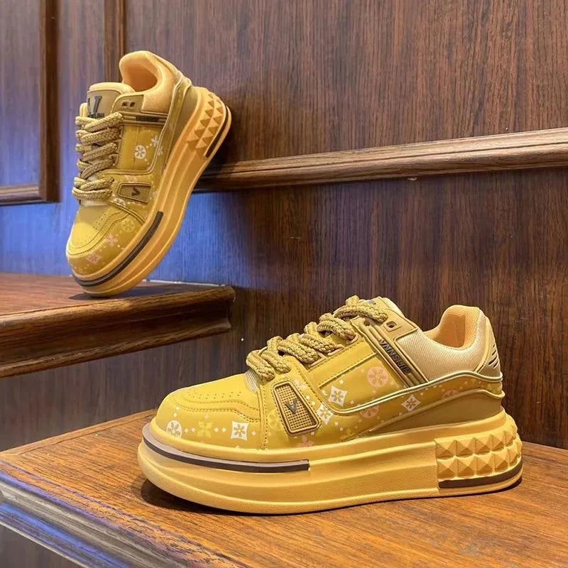 2025 Four Seasons New Anti-slip Wear-resistant Thick Sole Increase Comfortable Outdoor Trend Fashion Casual Pair Board Shoes Streetsharks