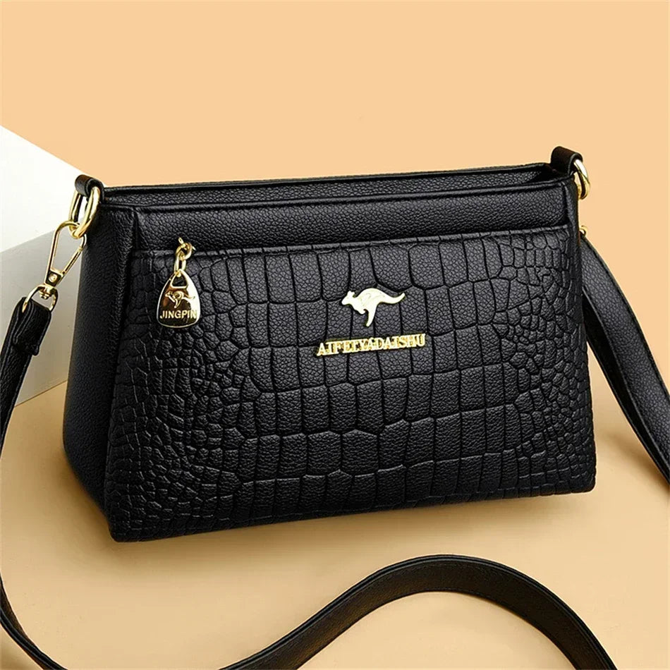 Brand Leather 3 Layers Alligator Crossbody Bag for Women Female Shoulder Messenger Sac Luxury Designer Ladies Handbags Streetsharks