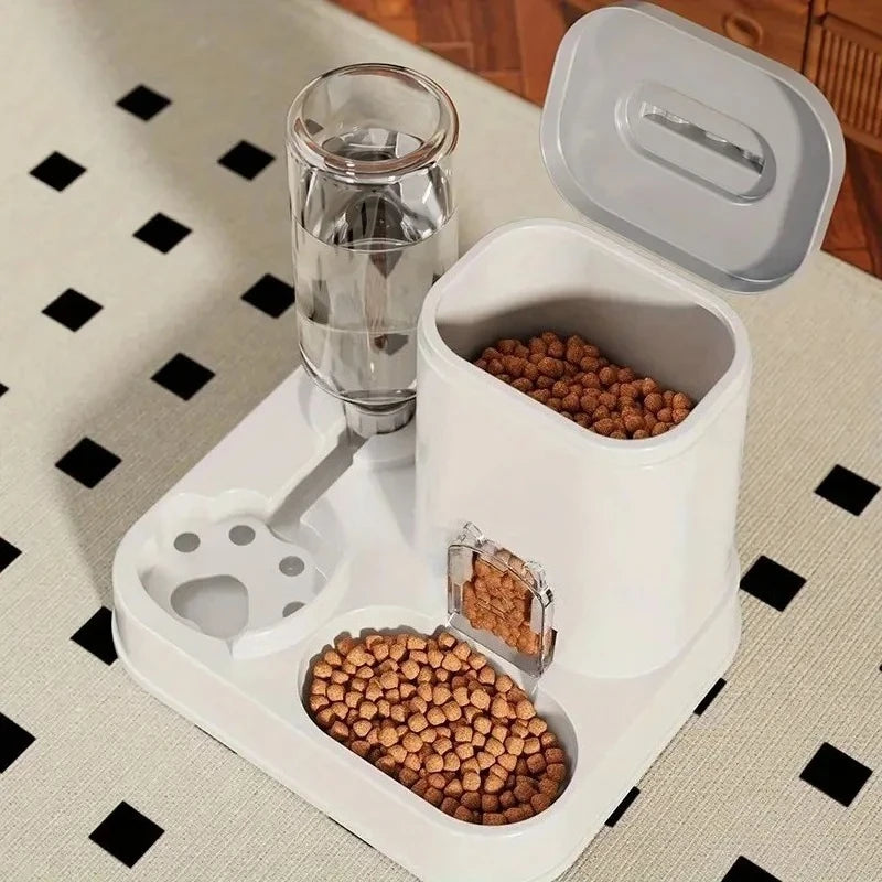 Automatic Cat & Dog Water Dispenser with Integrated Food Basin No Batteries Needed,Automatic Pet Feeder One-Piece Design luxecrown.co.uk