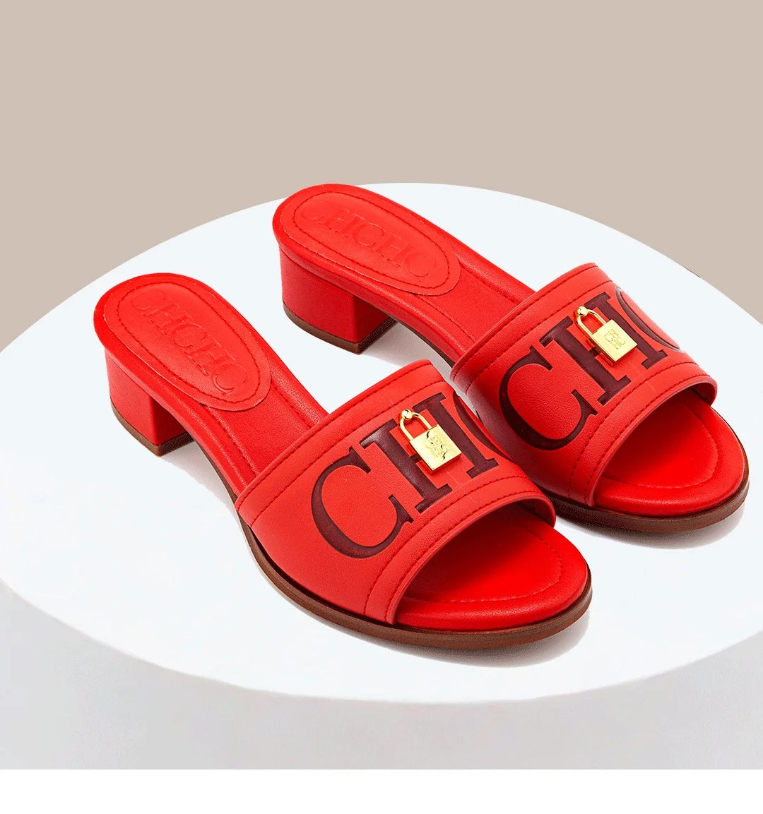CH 2026 Elegant Women's Sandals Leather Dressy Party Evening Luxury Metal Buckle Non Slip Comfort Women Shoes Gift Box luxecrown.co.uk